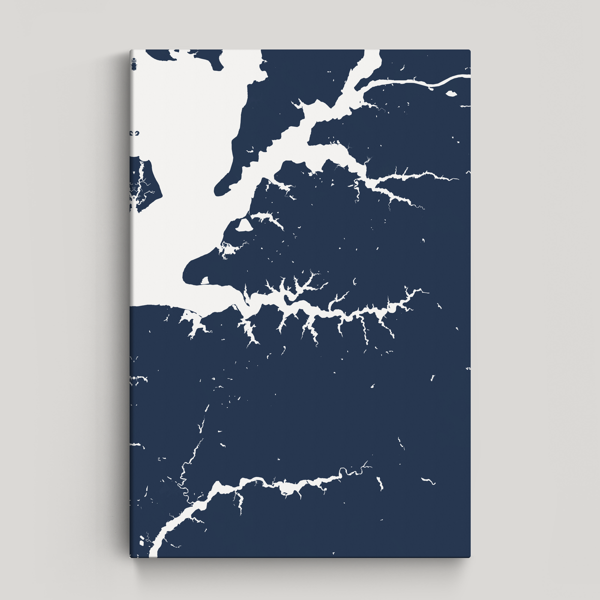 Sassafras River vertical canvas map, Navy, No Frame