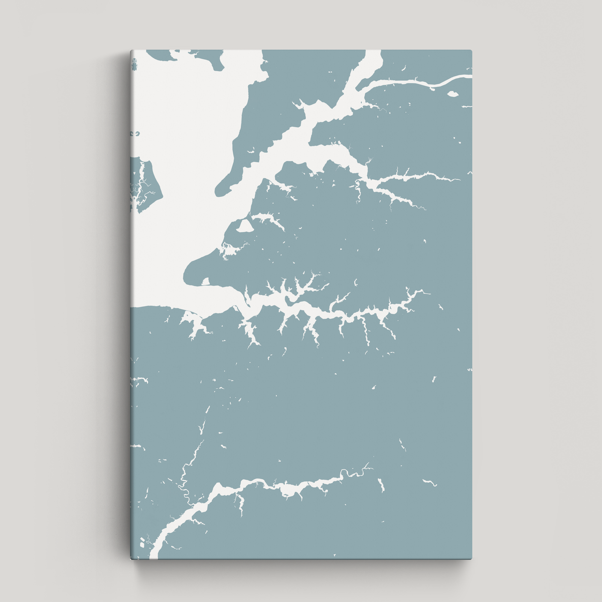 Sassafras River vertical canvas map, Soft Blue, No Frame