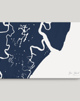 Sea Island horizontal canvas map, Navy, No Frame