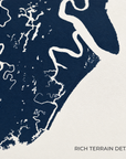 Sea Island vertical canvas map in Navy, map detail
