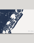 Stone Harbor horizontal canvas map, Navy, No Frame