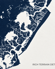 Stone Harbor vertical canvas map in Navy, map detail