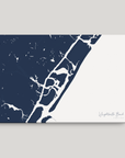 Wrightsville Beach horizontal canvas map, Navy, No Frame