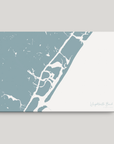 Wrightsville Beach horizontal canvas map, Soft Blue, No Frame
