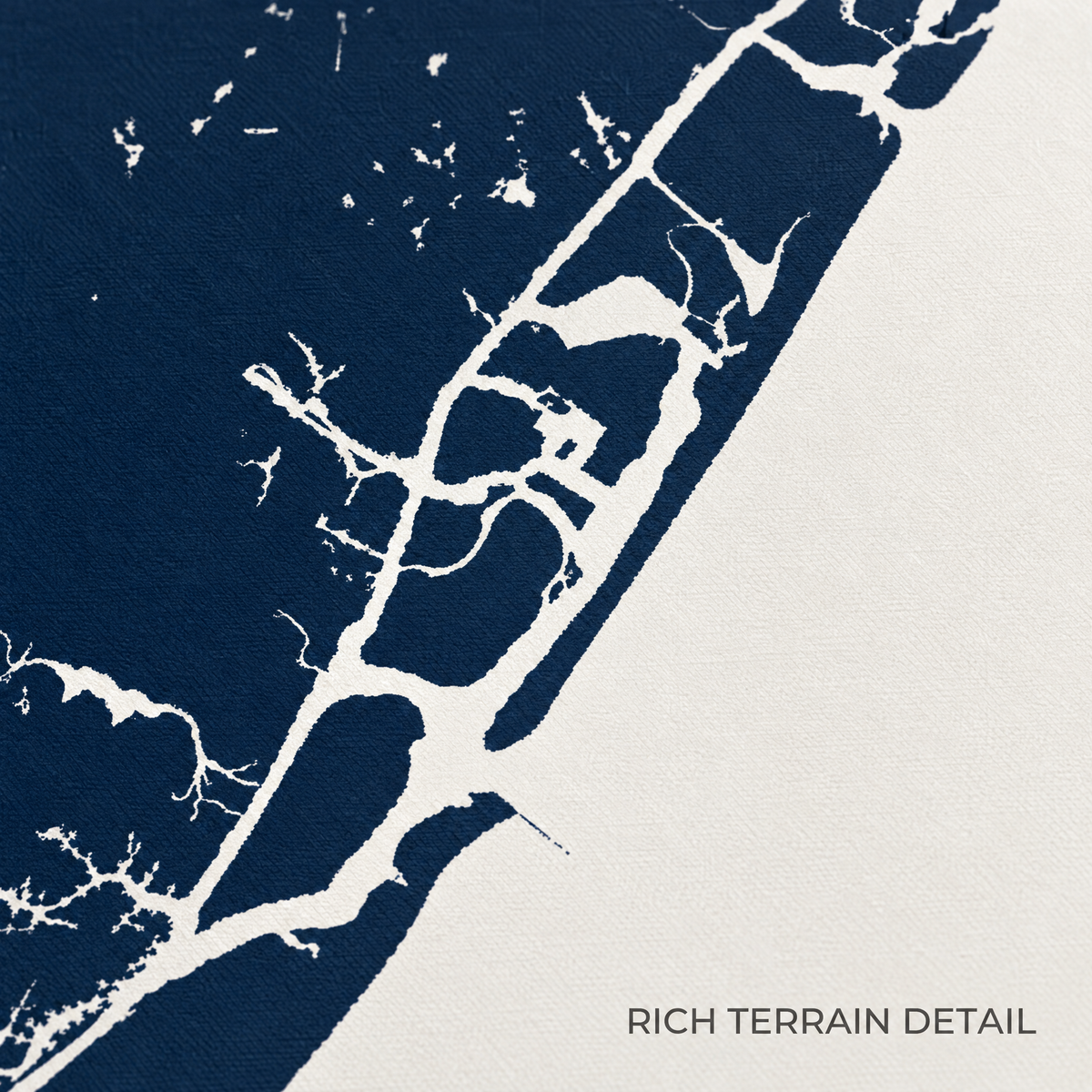 Wrightsville Beach vertical canvas map in Navy, map detail