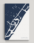 Wrightsville Beach vertical canvas map, Navy, No Frame