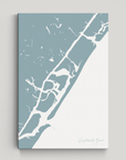 Wrightsville Beach vertical canvas map, Soft Blue, No Frame