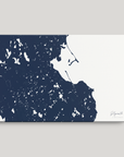 Plymouth Coastal Map — Canvas Horizontal, navy, No Frame