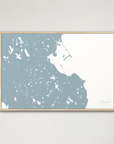 Plymouth Coastal Map — Canvas Horizontal, soft-blue, Natural Oak