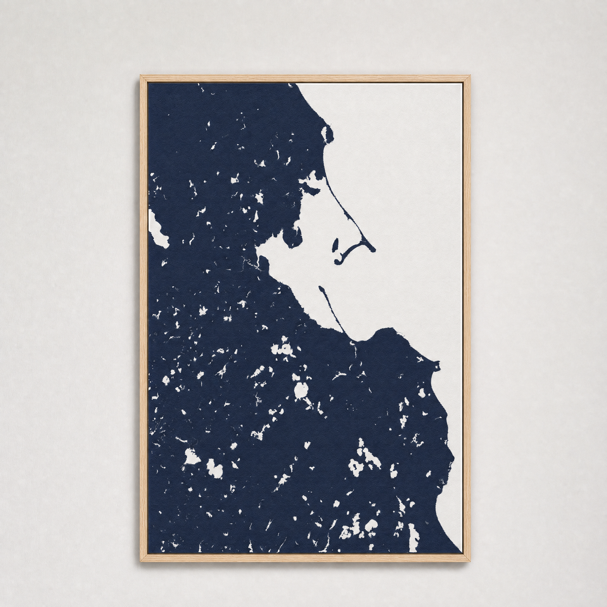 Plymouth Coastal Map — Canvas Vertical — navy, Light Wood