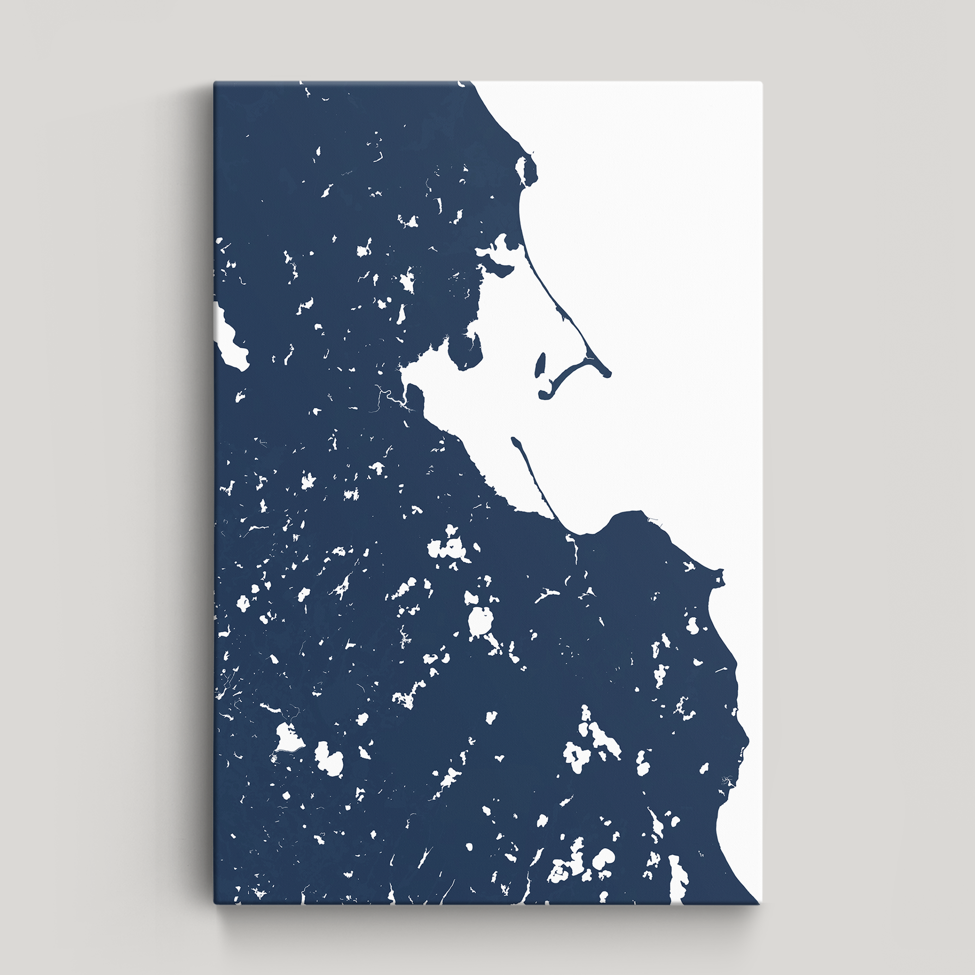Plymouth Coastal Map — Canvas Vertical, navy, No Frame, 16x24