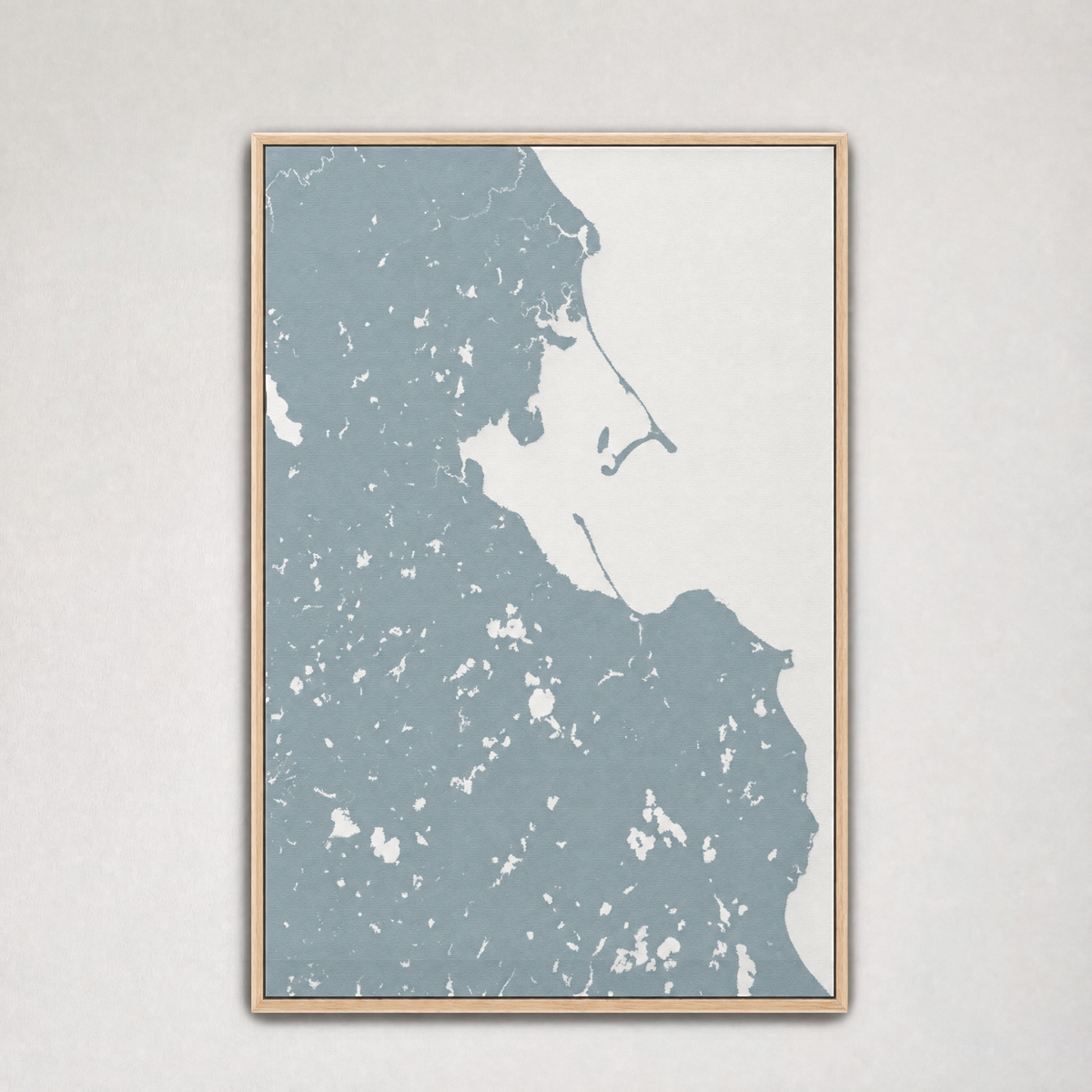 Plymouth Coastal Map — Canvas Vertical — soft-blue, Light Wood