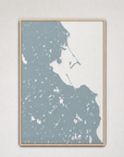 Plymouth Coastal Map — Canvas Vertical — soft-blue, Light Wood