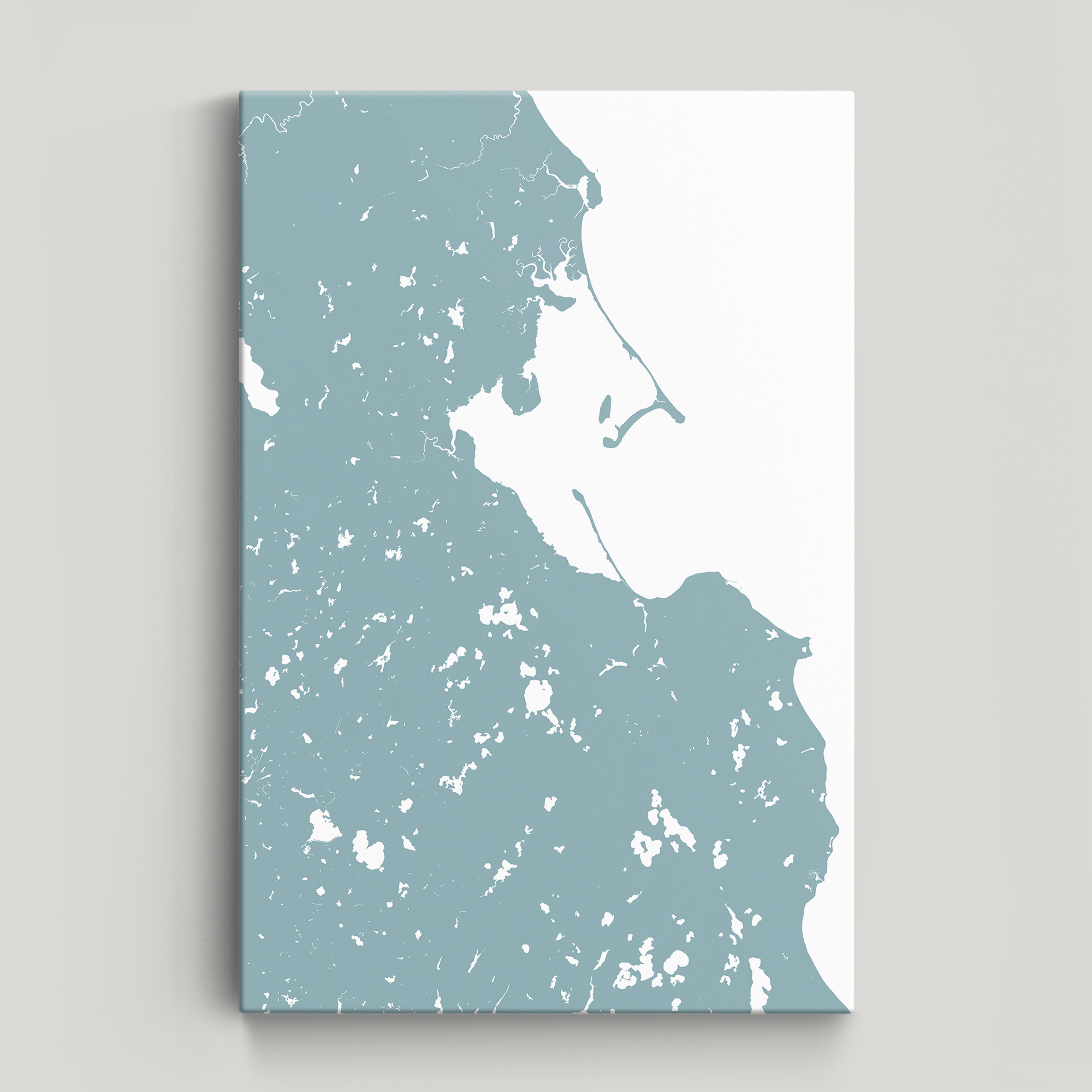Plymouth Coastal Map — Canvas Vertical, soft-blue, No Frame, 16x24