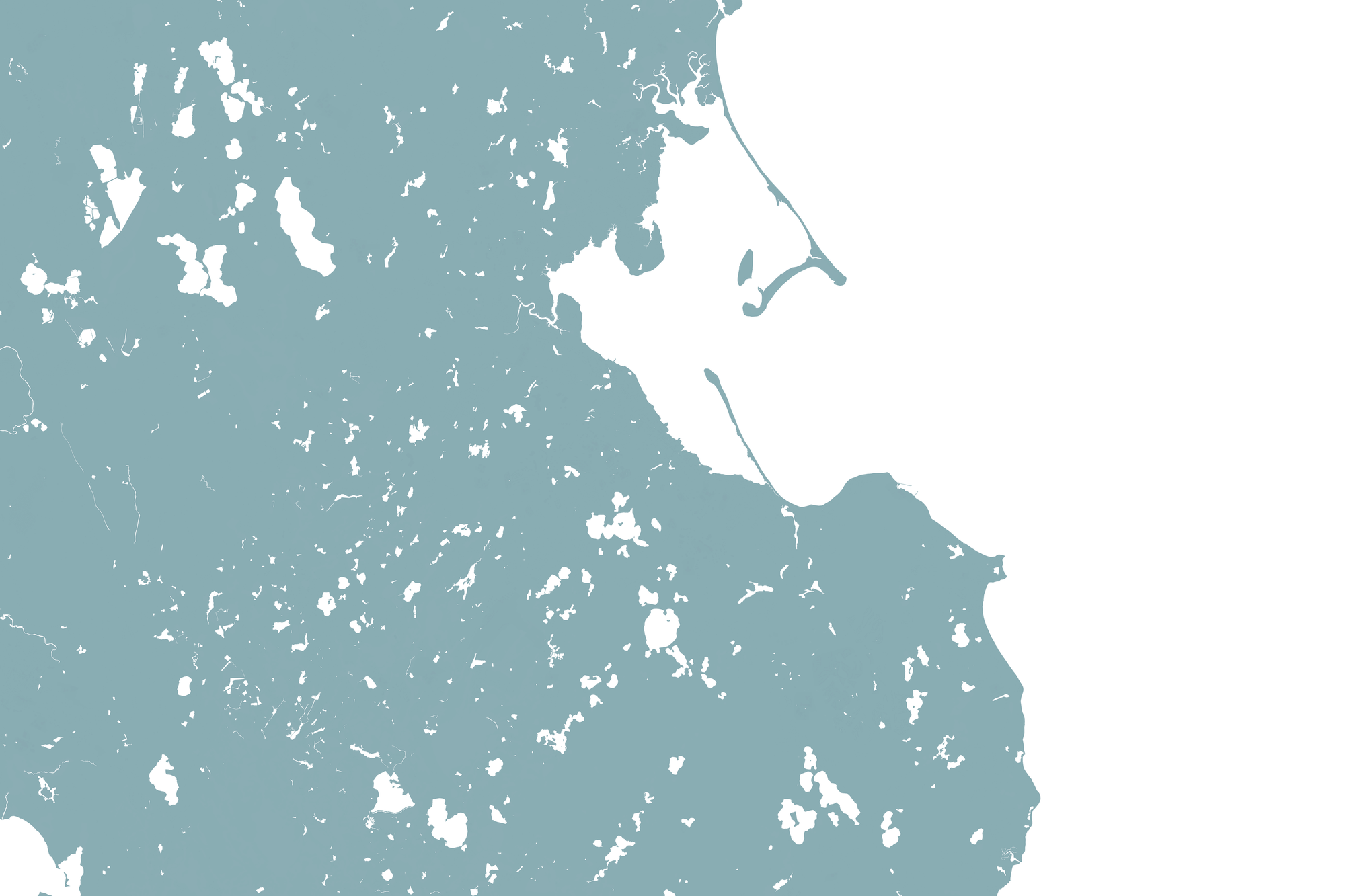 Plymouth Coastal Map — Fine Art Print Horizontal, soft-blue, No Frame, 10x8