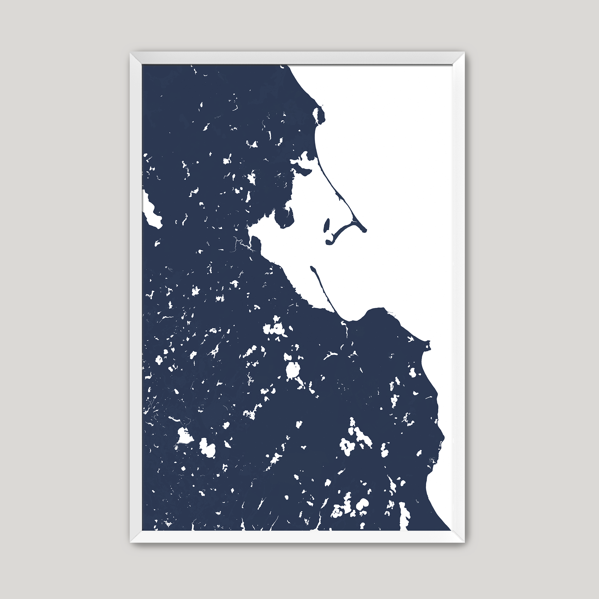 Plymouth Coastal Map — Fine Art Print Vertical, navy, White Frame, 8x10
