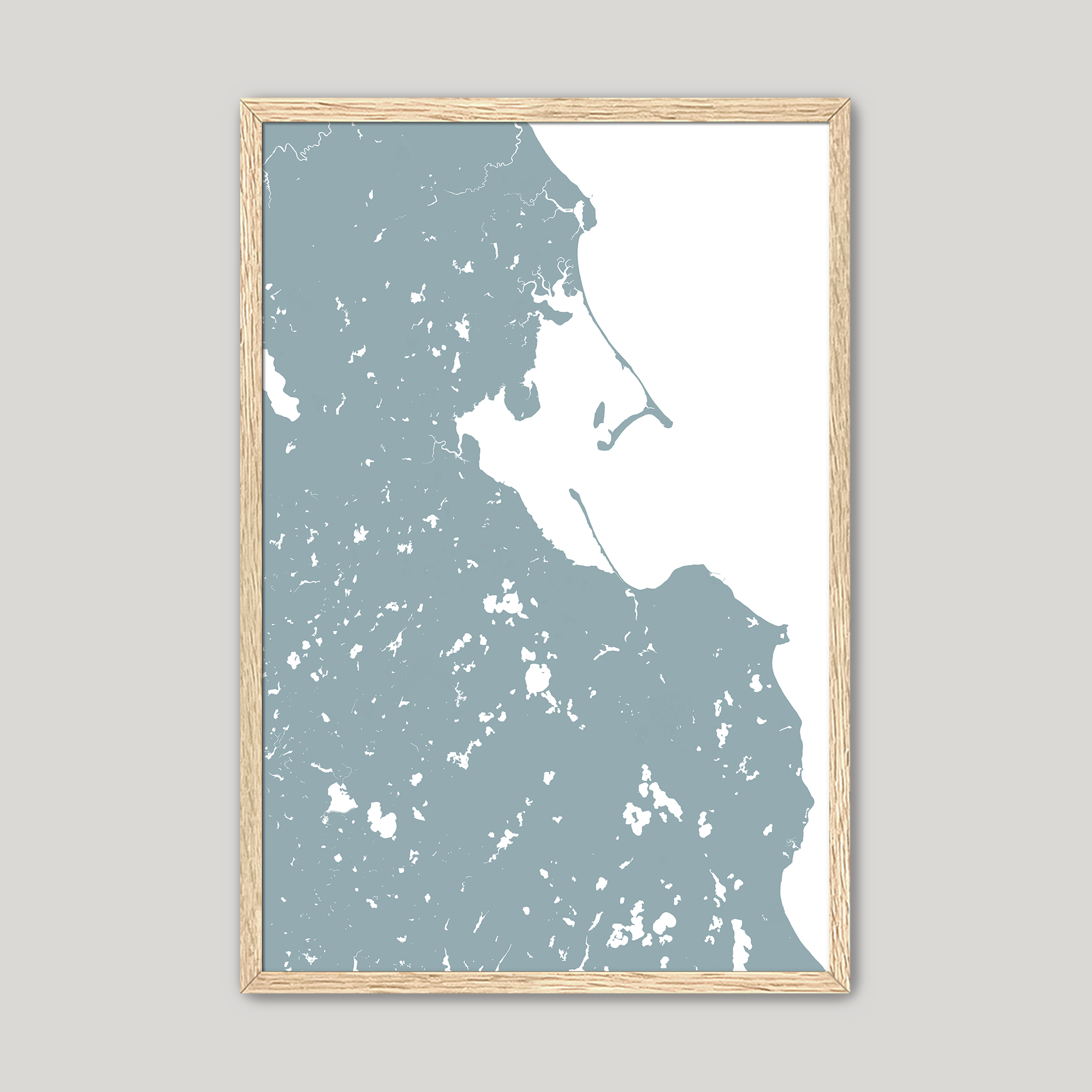 Plymouth Coastal Map — Fine Art Print Vertical, soft-blue, Oak, 8x10