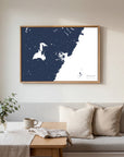Portsmouth navy horizontal canvas map in an oak framed room scene