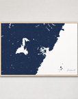 Portsmouth Coastal Map — Canvas Horizontal — navy, Light Wood