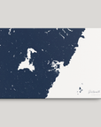 Portsmouth Coastal Map — Canvas Horizontal, navy, No Frame