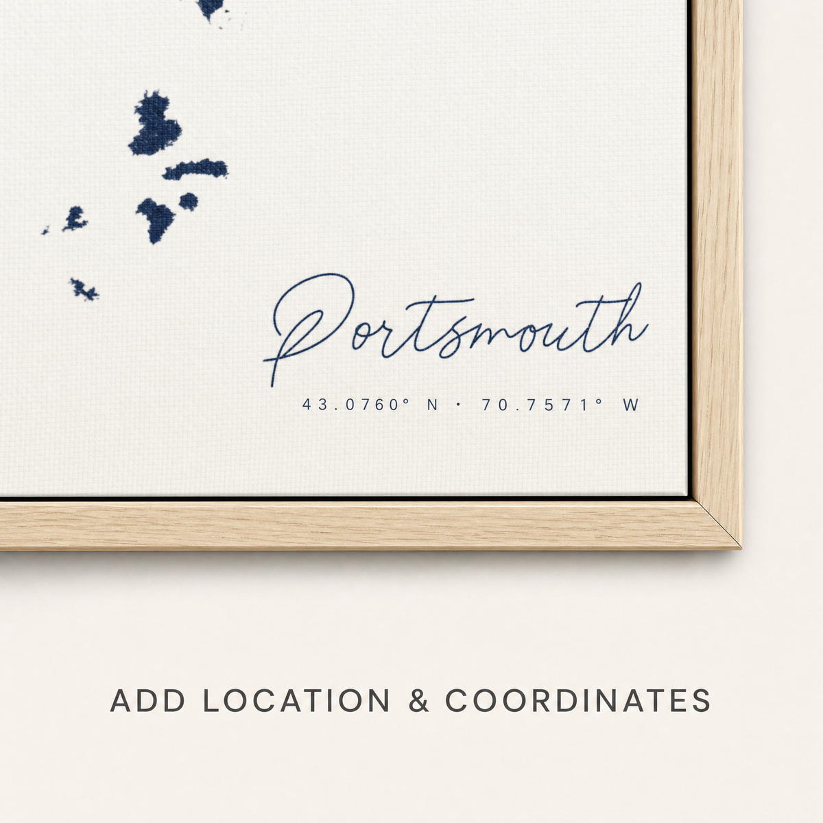 Portsmouth canvas map — location and coordinates customization