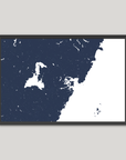 Portsmouth Coastal Map — Fine Art Print Horizontal, navy, Black Frame, 16x12