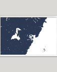 Portsmouth Coastal Map — Fine Art Print Horizontal, navy, White Frame, 10x8