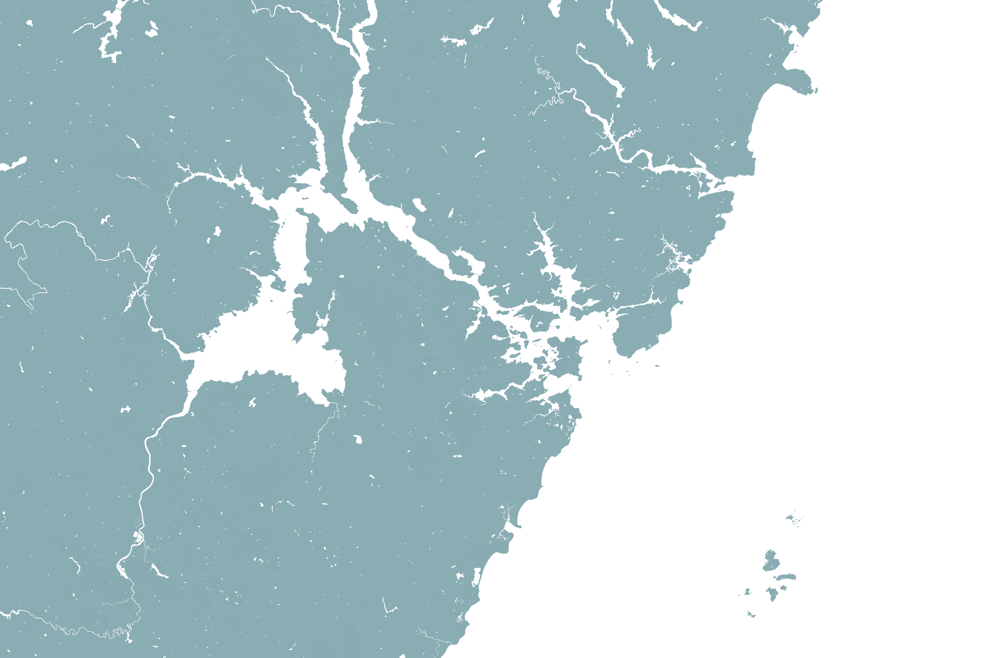 Portsmouth Coastal Map — Fine Art Print Horizontal, soft-blue, No Frame, 10x8