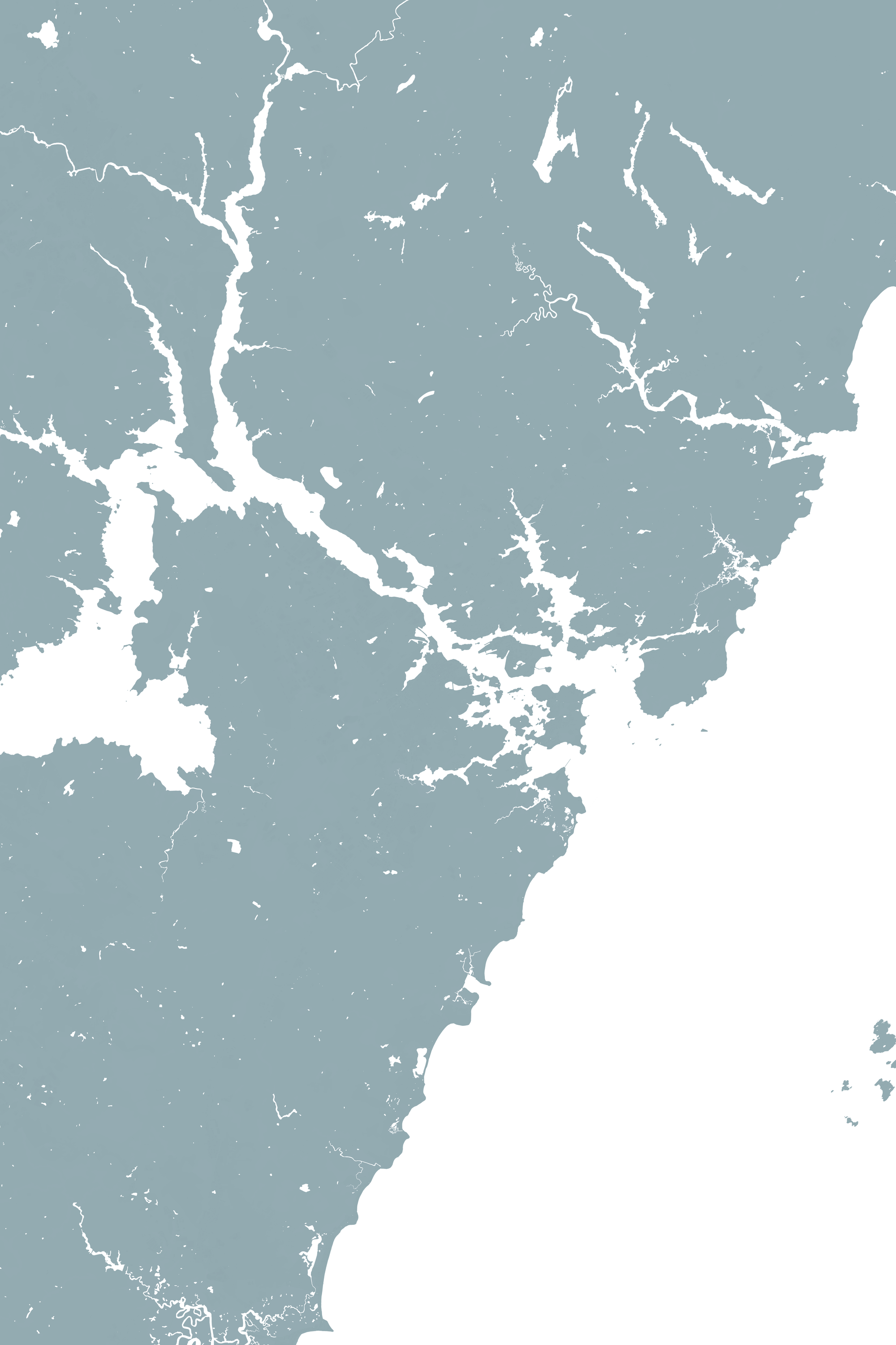 Portsmouth Coastal Map — Fine Art Print Vertical, soft-blue, No Frame, 8x10