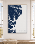 Saint Simons Island canvas map — window-scene interior