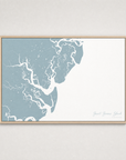 Saint Simons Island Coastal Map — Canvas Horizontal — soft-blue, Light Wood