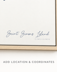 Saint Simons Island canvas map — location and coordinates customization