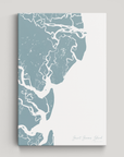 Saint Simons Island Coastal Map — Canvas Vertical, soft-blue, No Frame