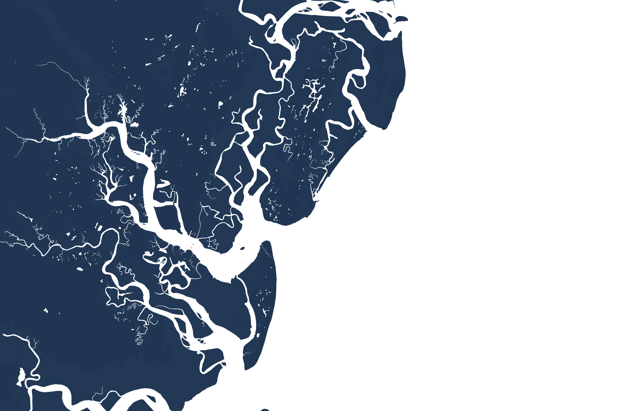 Saint Simons Island Coastal Map — Fine Art Print Horizontal, navy, No Frame, 10x8