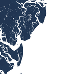 Saint Simons Island Coastal Map — Fine Art Print Horizontal, navy, No Frame, 10x8