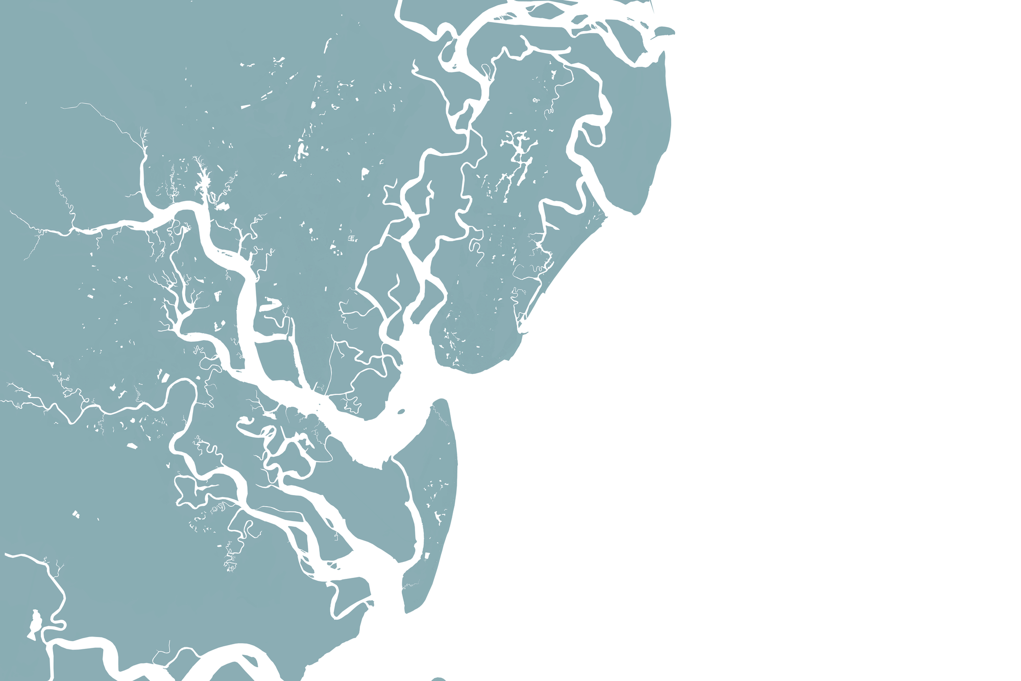 Saint Simons Island Coastal Map — Fine Art Print Horizontal, soft-blue, No Frame, 10x8