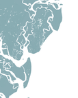 Saint Simons Island Coastal Map — Fine Art Print Horizontal, soft-blue, No Frame, 10x8
