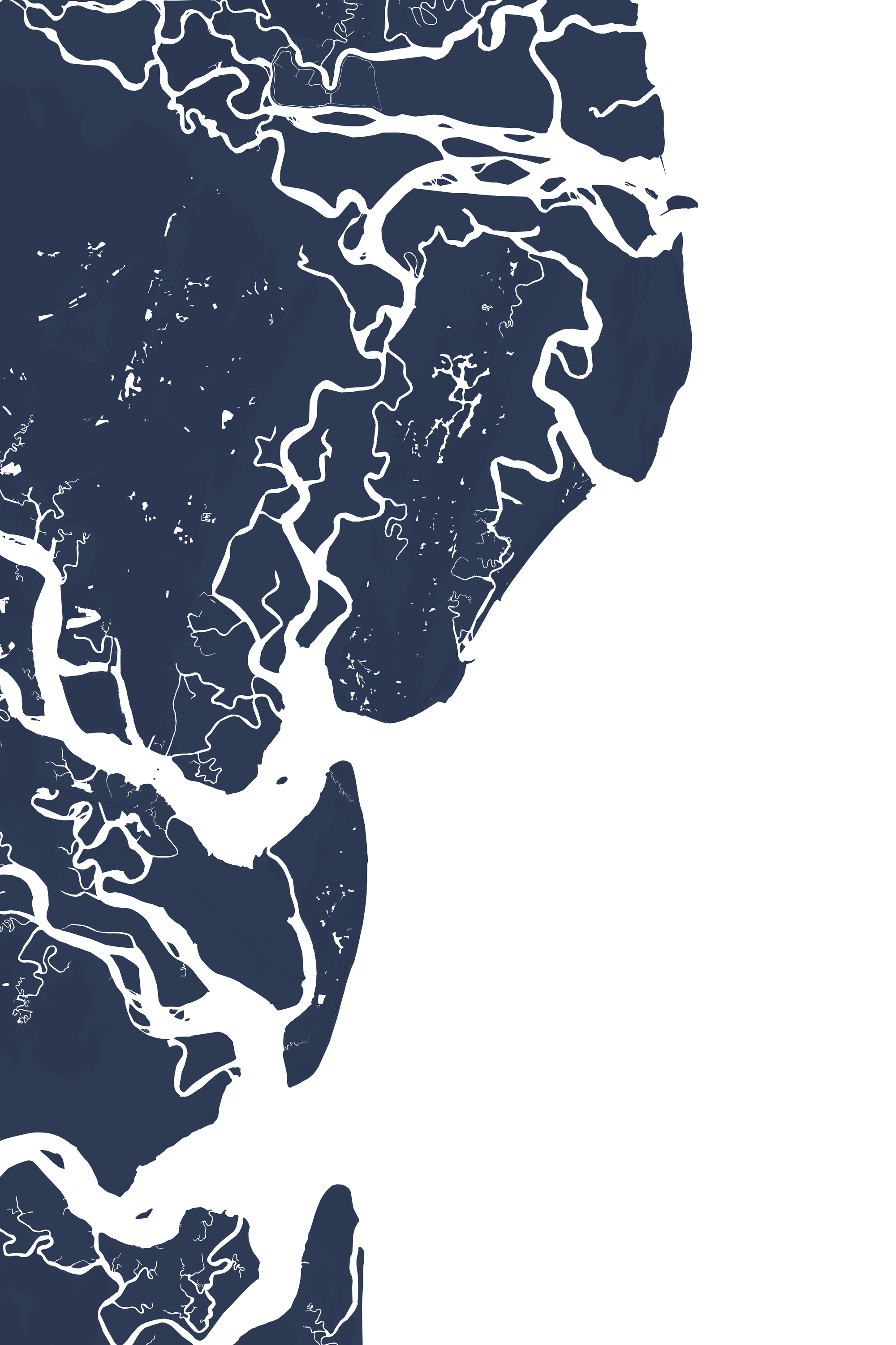 Saint Simons Island Coastal Map — Fine Art Print Vertical, navy, No Frame, 8x10