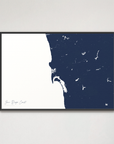 San Diego Coast Coastal Map — Canvas Horizontal, navy, Black Frame