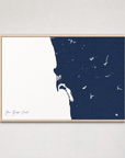 San Diego Coast Coastal Map — Canvas Horizontal — navy, Light Wood