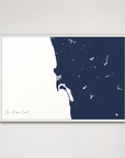 San Diego Coast Coastal Map — Canvas Horizontal, navy, White Frame