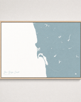 San Diego Coast Coastal Map — Canvas Horizontal — soft-blue, Light Wood