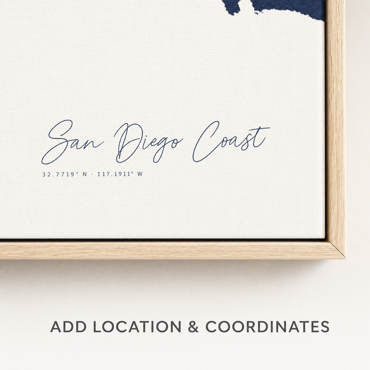 San Diego Coast canvas map — location and coordinates customization