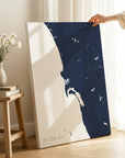 San Diego Coast navy vertical wrapped canvas map in the ratio 2:3 hand mockup