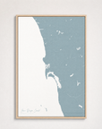 San Diego Coast Coastal Map — Canvas Vertical — soft-blue, Light Wood