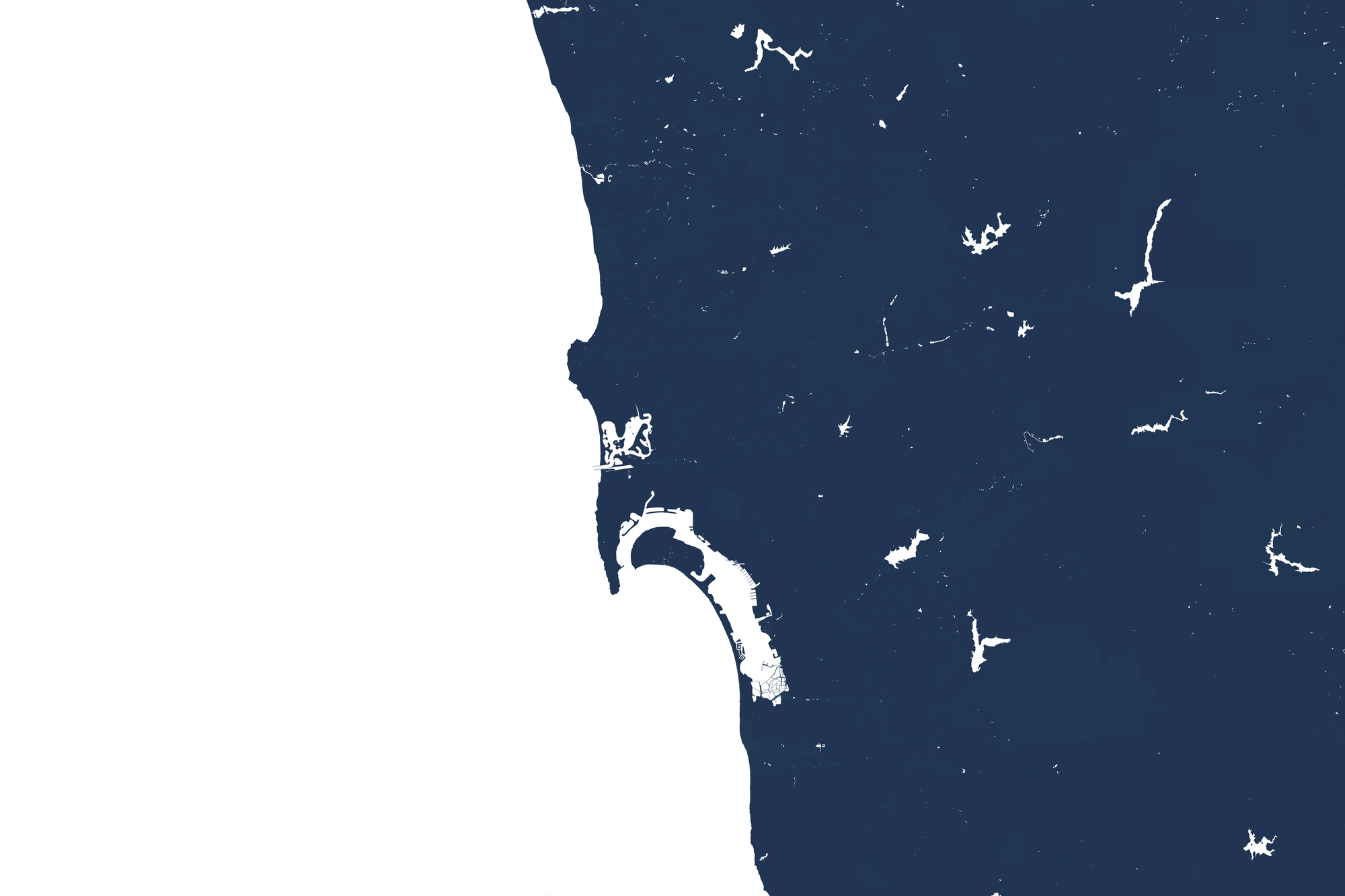 San Diego Coast Coastal Map — Fine Art Print Horizontal, navy, No Frame, 10x8