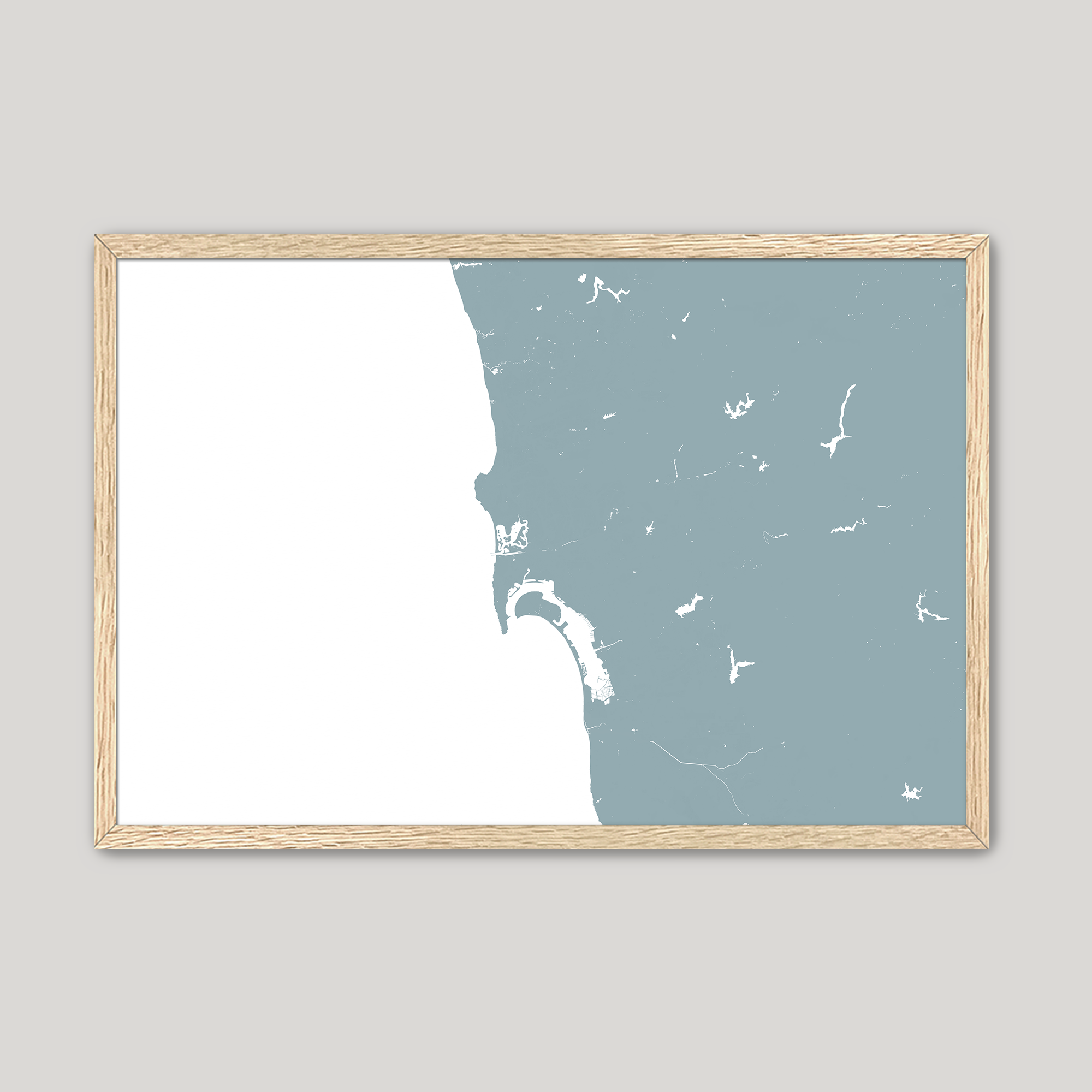 San Diego Coast Coastal Map — Fine Art Print Horizontal, soft-blue, Oak, 10x8