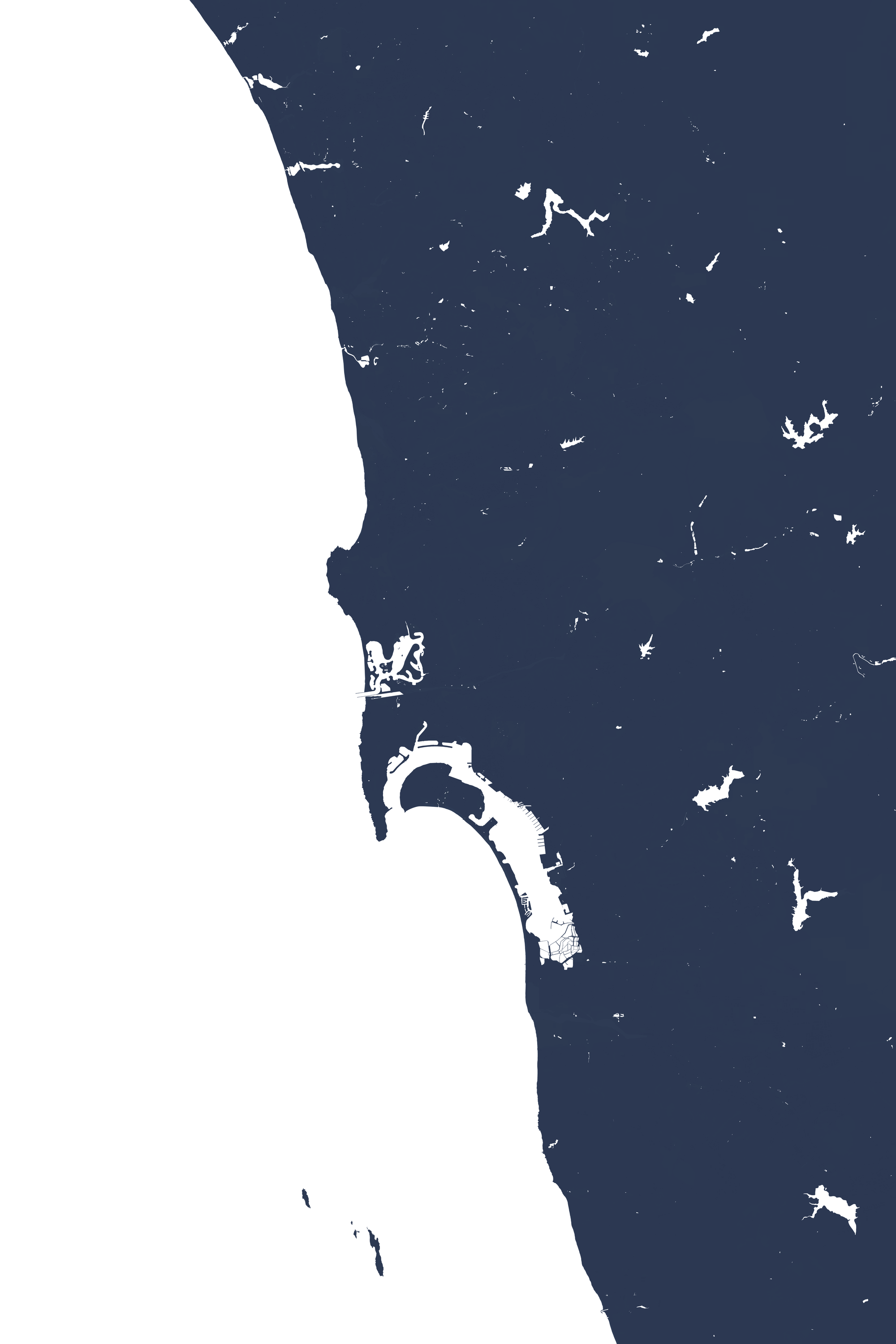 San Diego Coast Coastal Map — Fine Art Print Vertical, navy, No Frame, 8x10