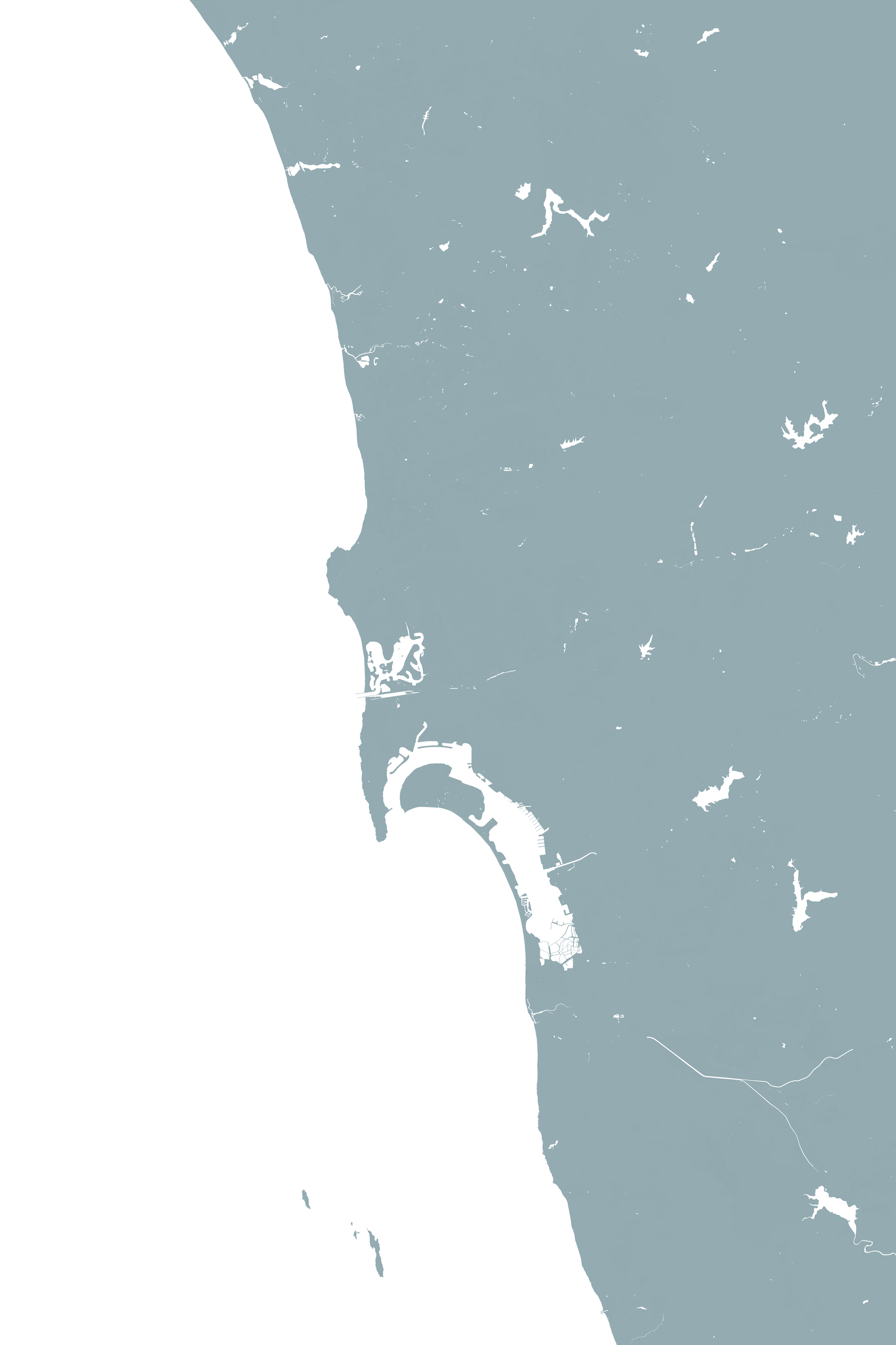 San Diego Coast Coastal Map — Fine Art Print Vertical, soft-blue, No Frame, 8x10