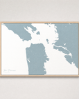 San Francisco Coastal Map — Canvas Horizontal — soft-blue, Light Wood